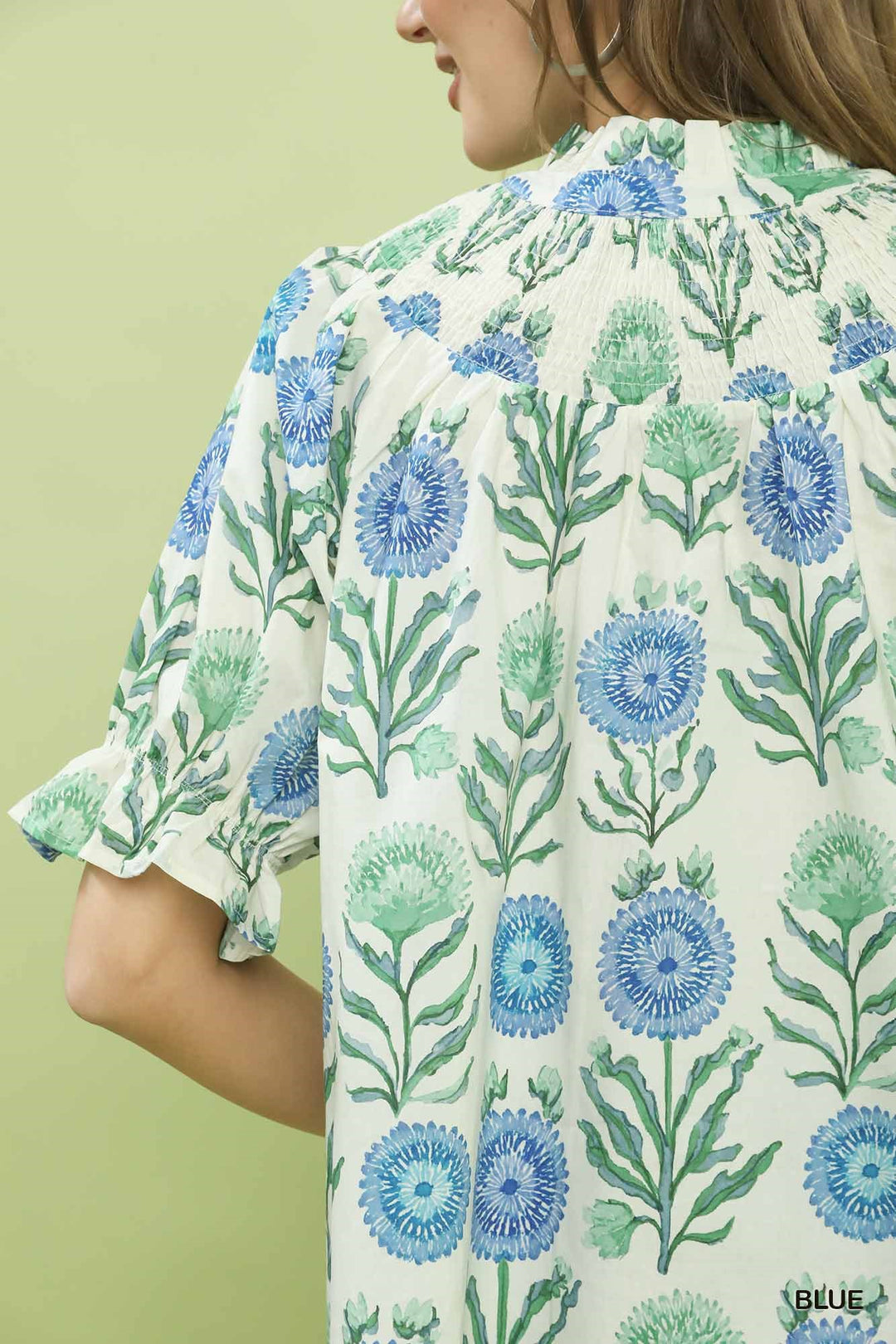 Umgee Floral Button Front Short Sleeve Top 1