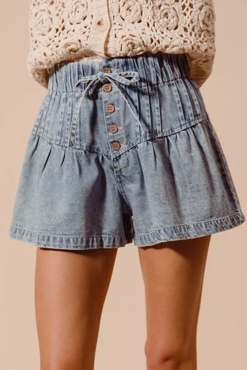 Denim So Me Flared Denim Shorts With Elasticized Waist
