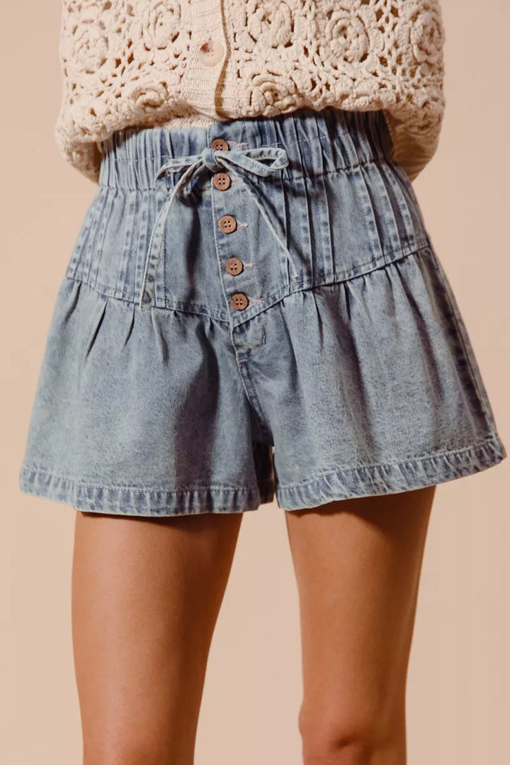 Denim So Me Flared Denim Shorts With Elasticized Waist