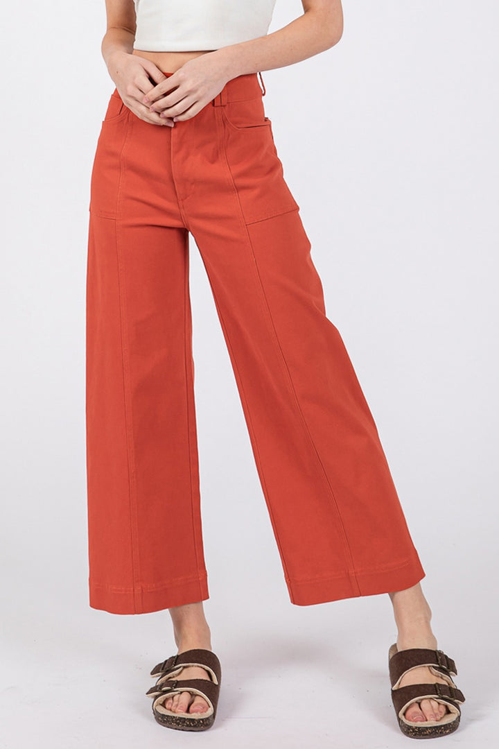 Cinnamon Sage Fig Wide Leg Cropped Pants 1