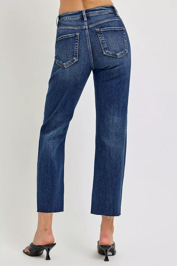Dark Risen High Rise Slim Barrel Jeans