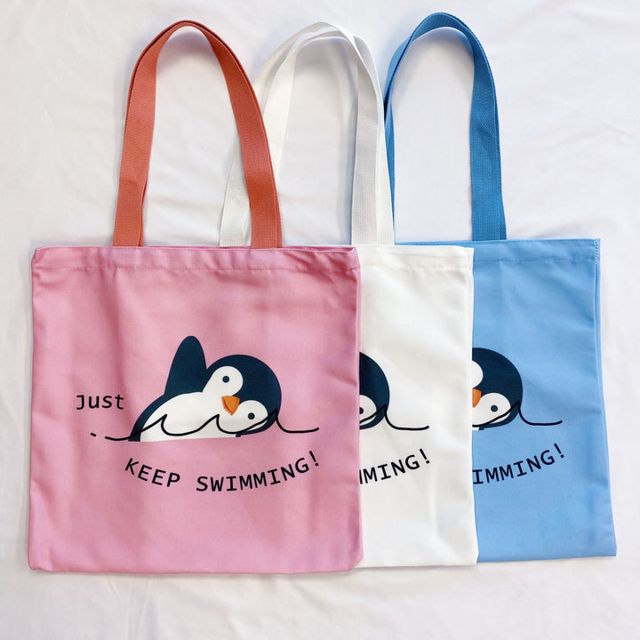 White Crisp Just Keep Swimming Eco Bag