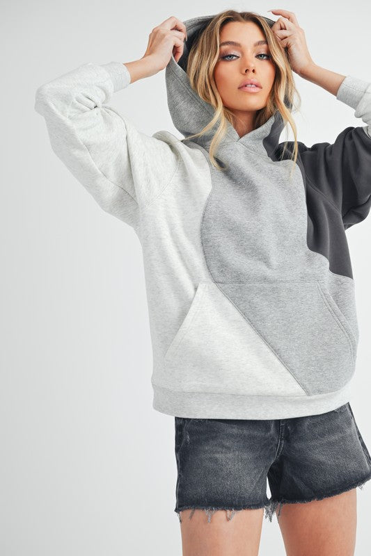Aemi Co Color Block Hoodie With Kangaroo Pocket 1