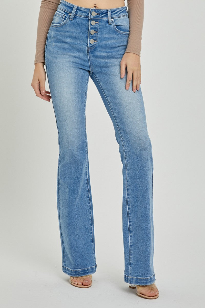 Light Risen Full Size High Rise Button Fly Bootcut Jeans