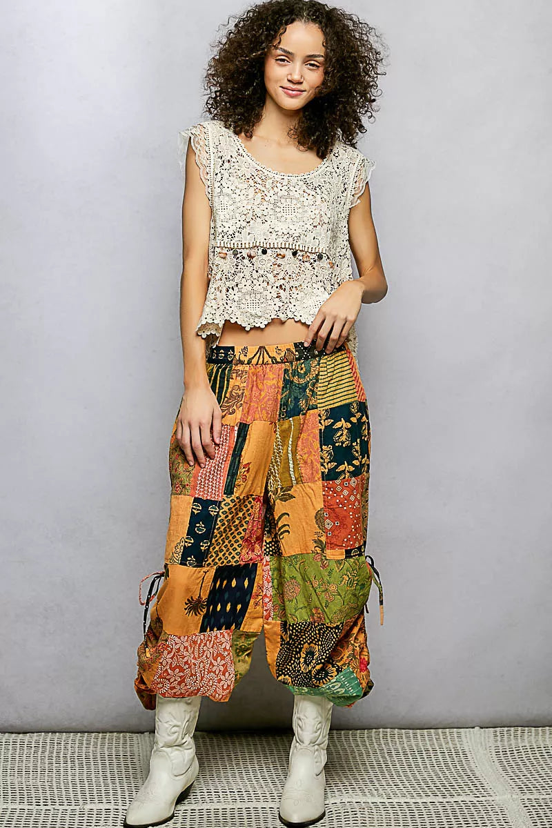 Pol Lace Trim Openwork V Neck Crochet Tank With Scalloped Edge