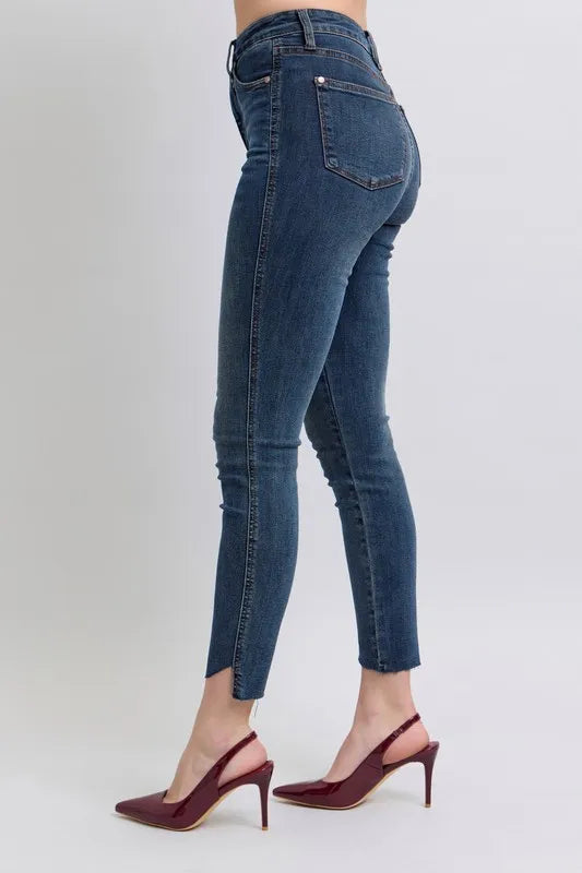 Dk Judy Blue Full Size High Waist Tummy Control Step Hem Skinny Jeans Plus Size