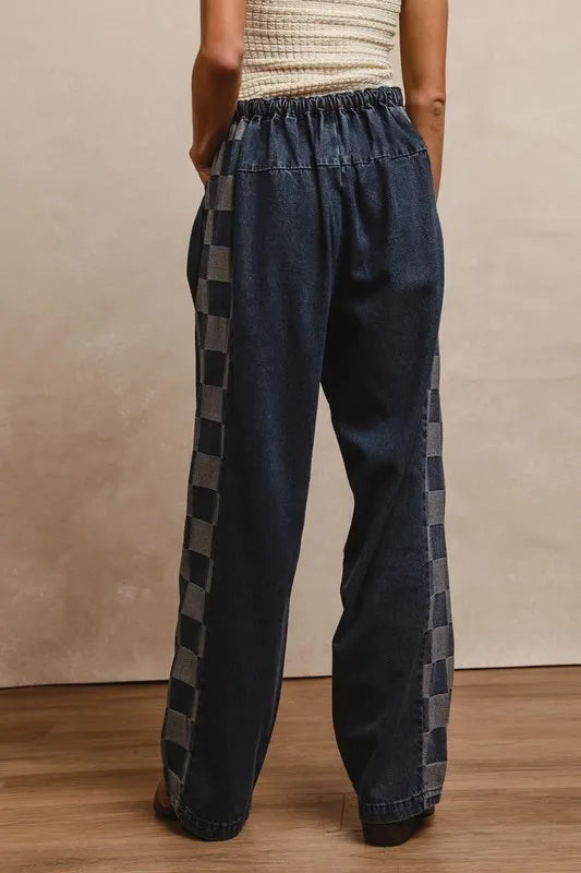 Denim Bibi Washed Denim Mix And Match Long Pants