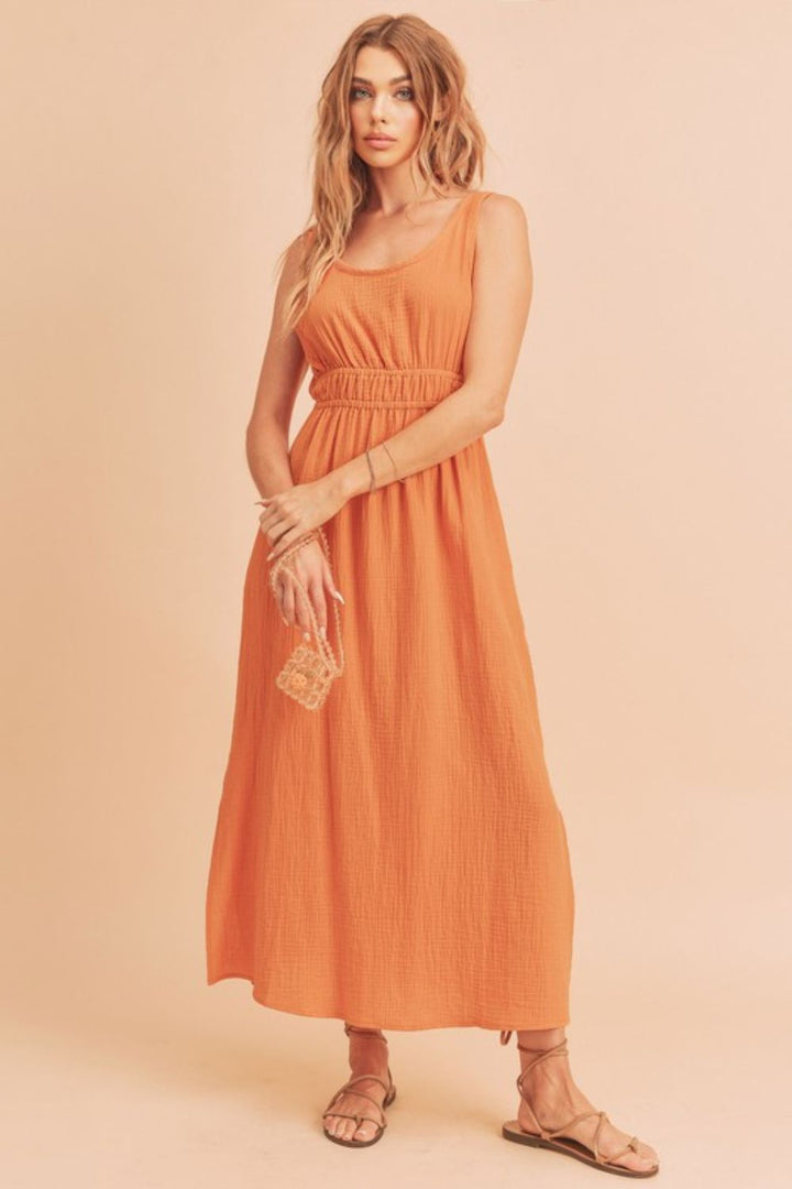 Tangerine Aemi Co Side Slit Round Neck Sleeveless Tank Dress 4
