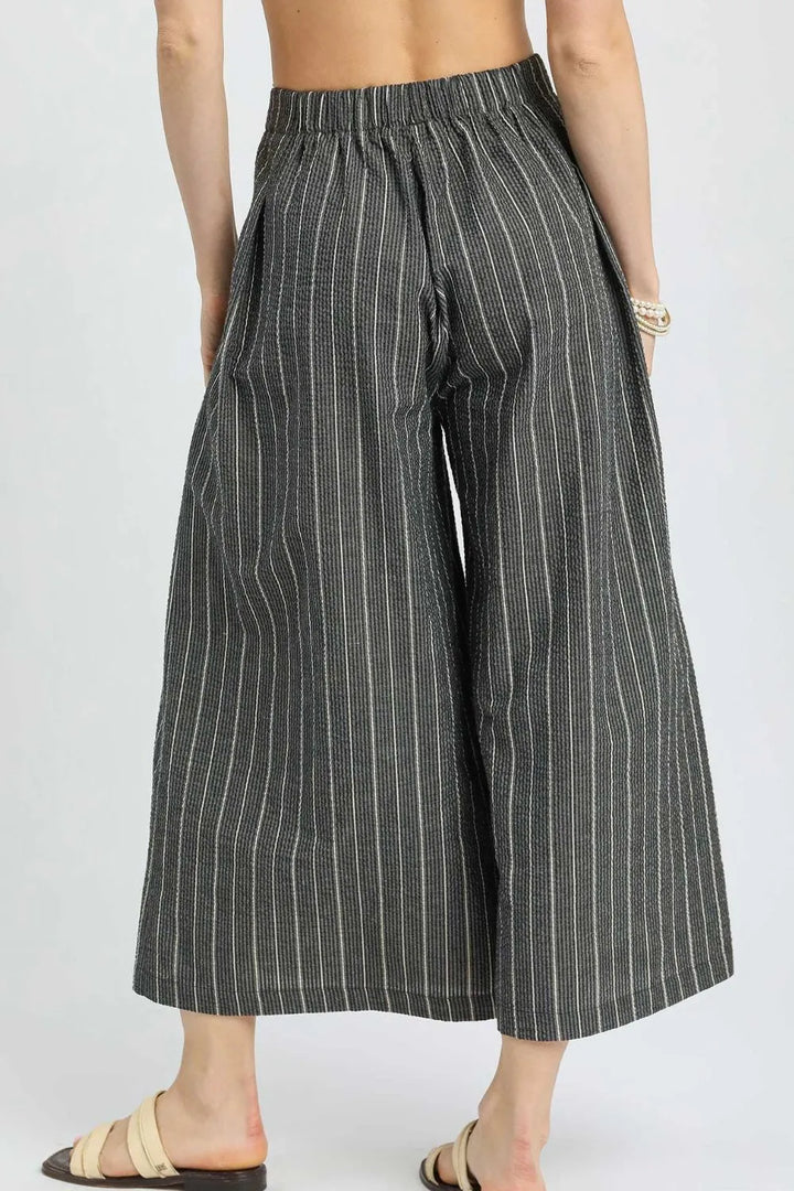 Black Umgee Pinstripe Crop Palazzo Pants 1