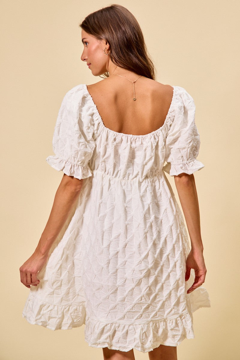 So Me Texture Woven Ruching On Bust Mini Dress