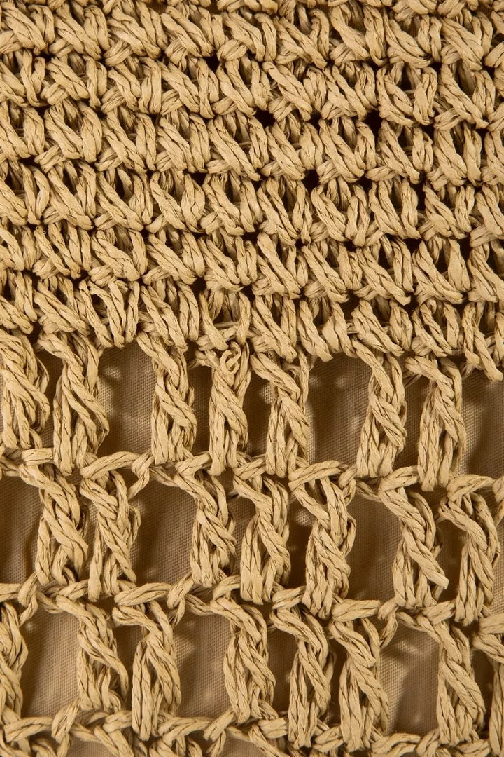 Fame Intricate Straw Braided Large Tote Bag