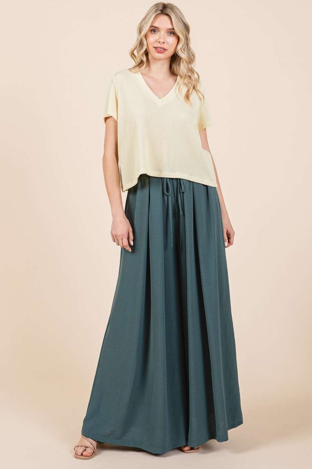 Hunter Green Mittoshop Pleated Wide Leg Pants
