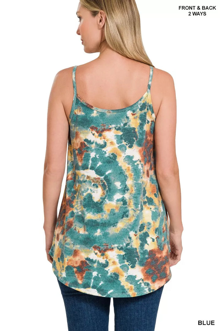 Zenana Tie Dye Front Back Reversible Spaghetti Cami