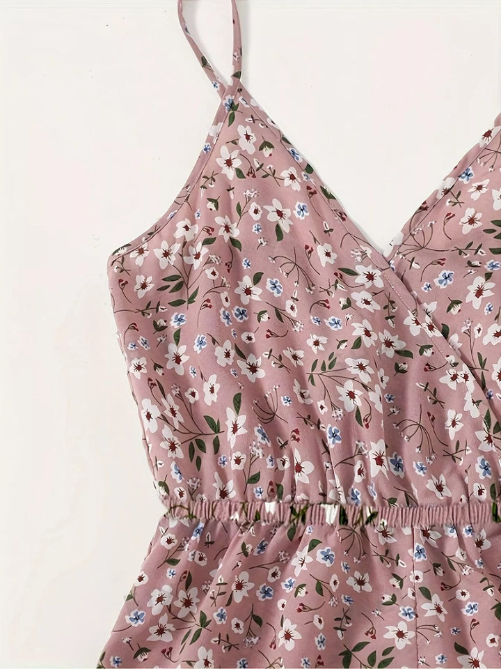 Floral Print Spaghetti Strap Romper 1