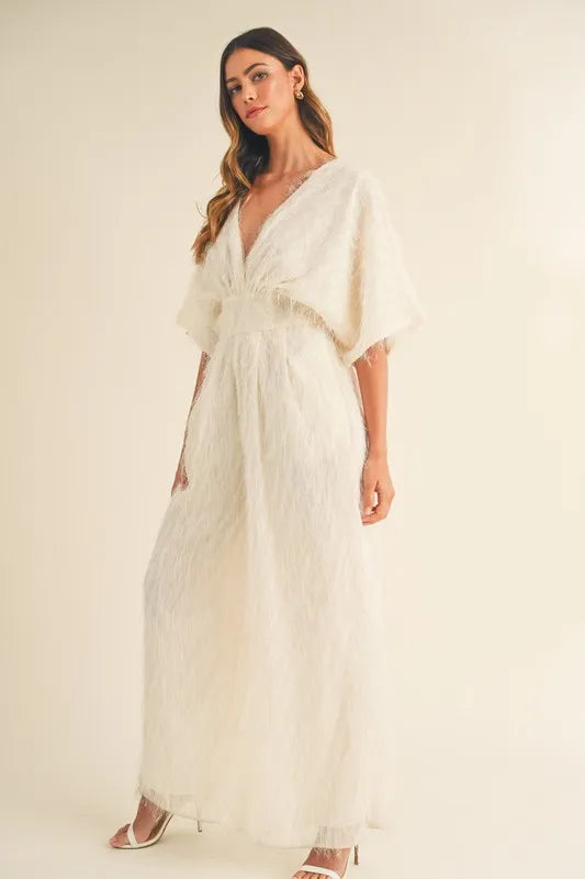 Mable Fluffy Deep V Neck Wide Leg Jumpsuit 1