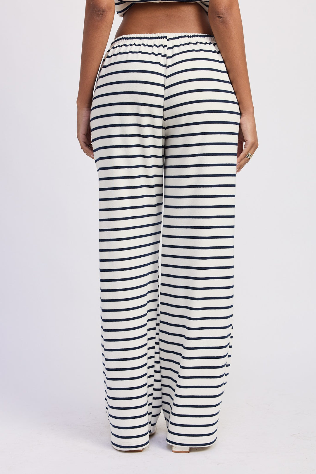 Striped Pants With Elastic Waist Band