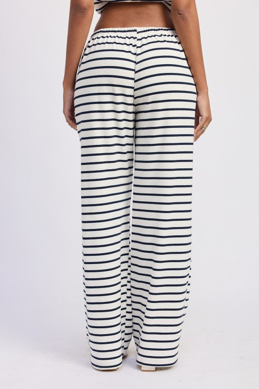 Striped Pants With Elastic Waist Band