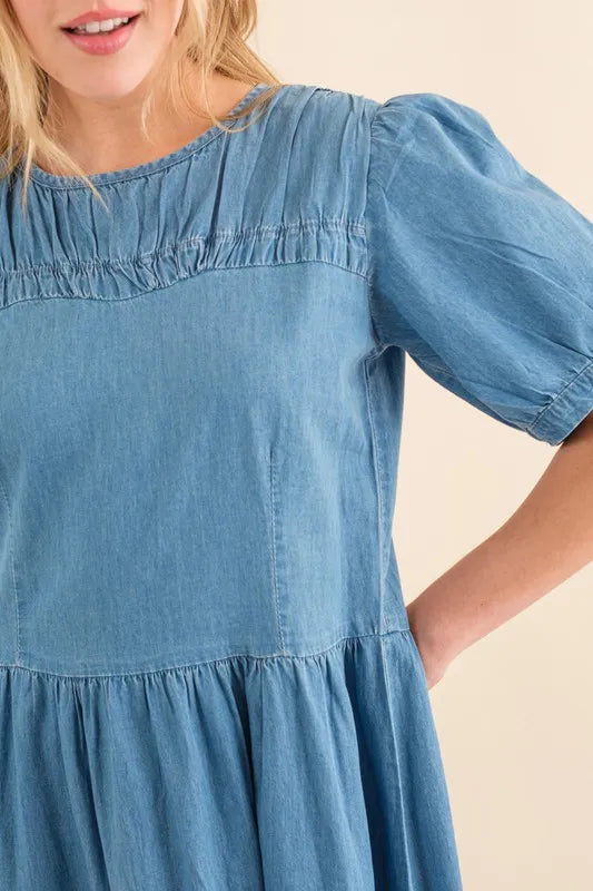 And The Why Washed Chambray Midi Dress