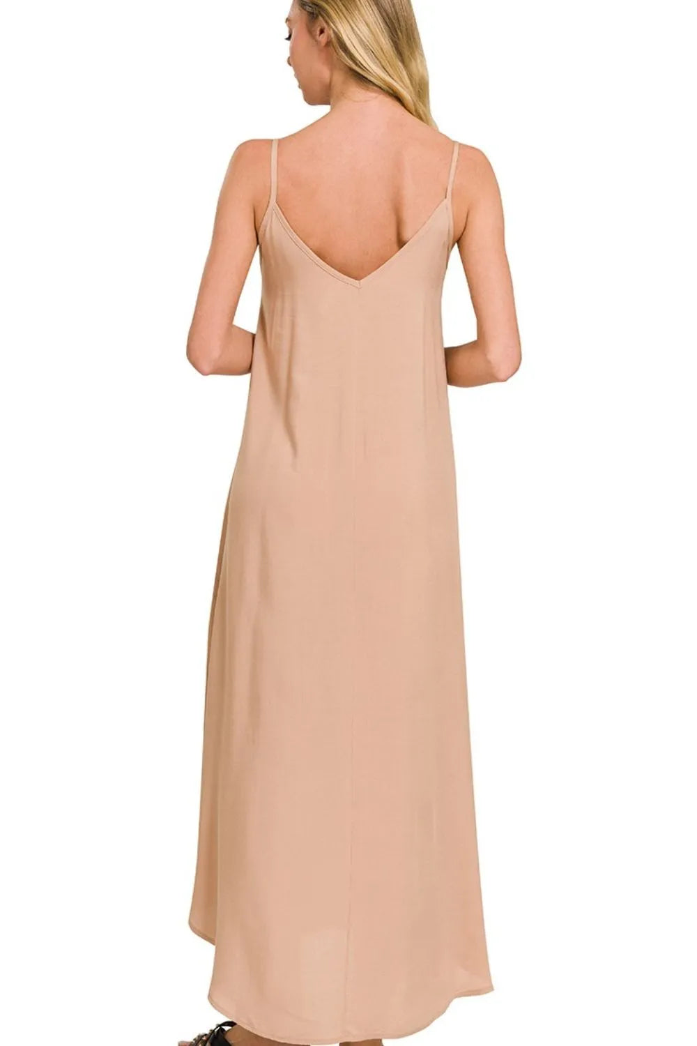 Brush Zenana Woven Arc Hem Cami Dress With Flowy Pockets 3