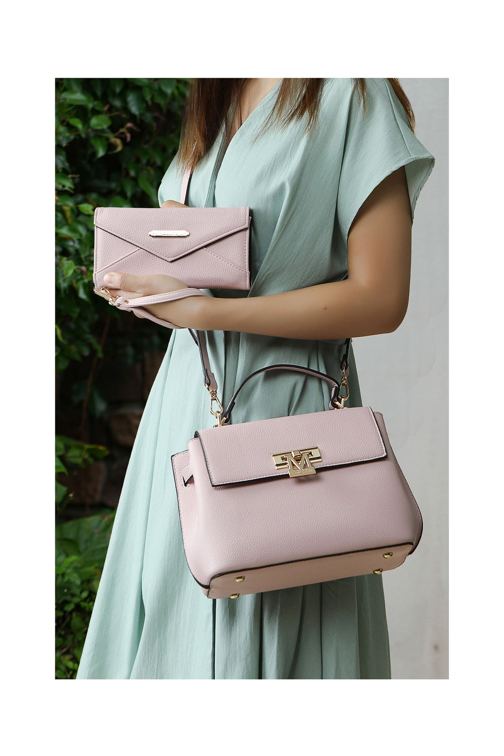 Black Mkf Hadley Satchel Bag With Wristlet By Mia K