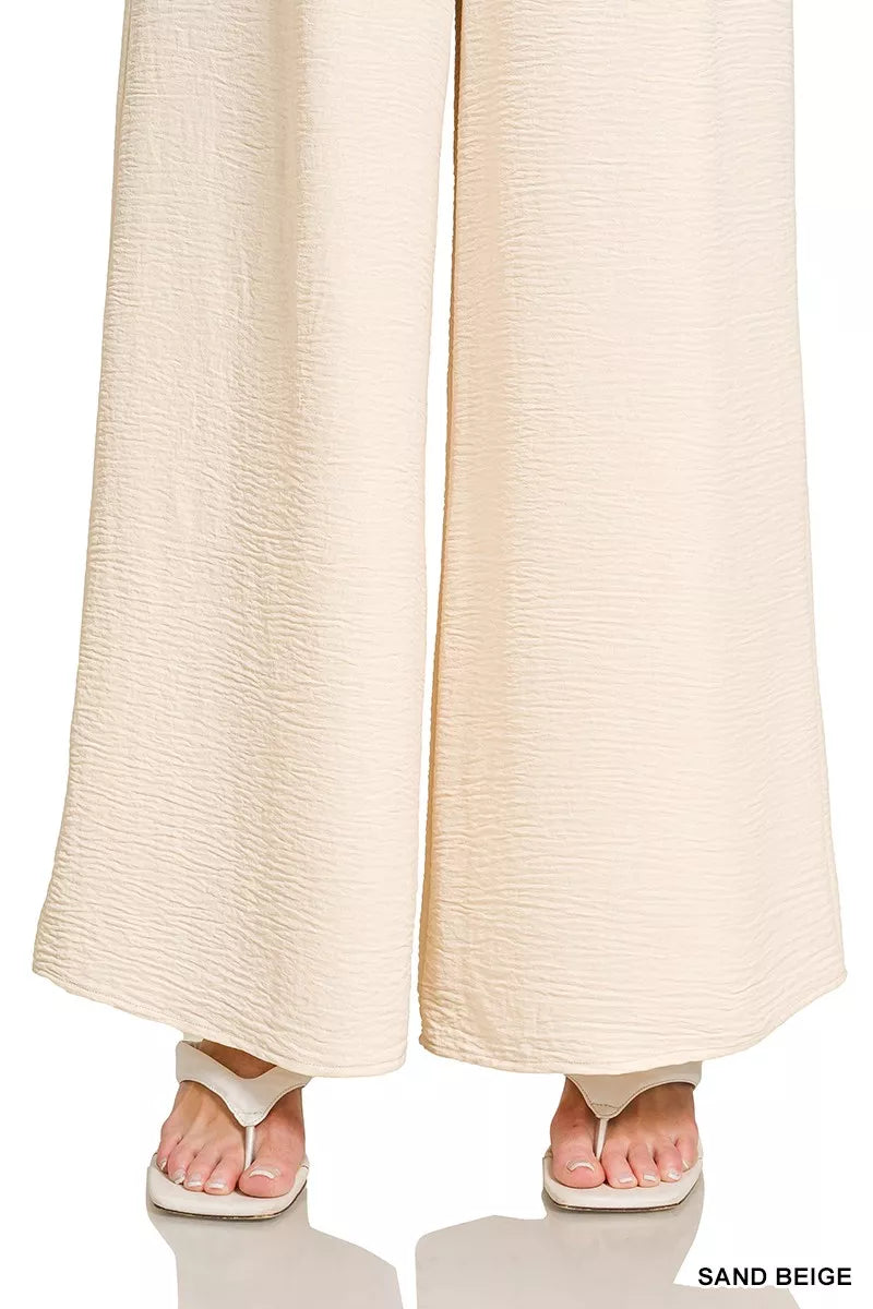 Zenana Woven Airflow Elastic Waistband Pants 8