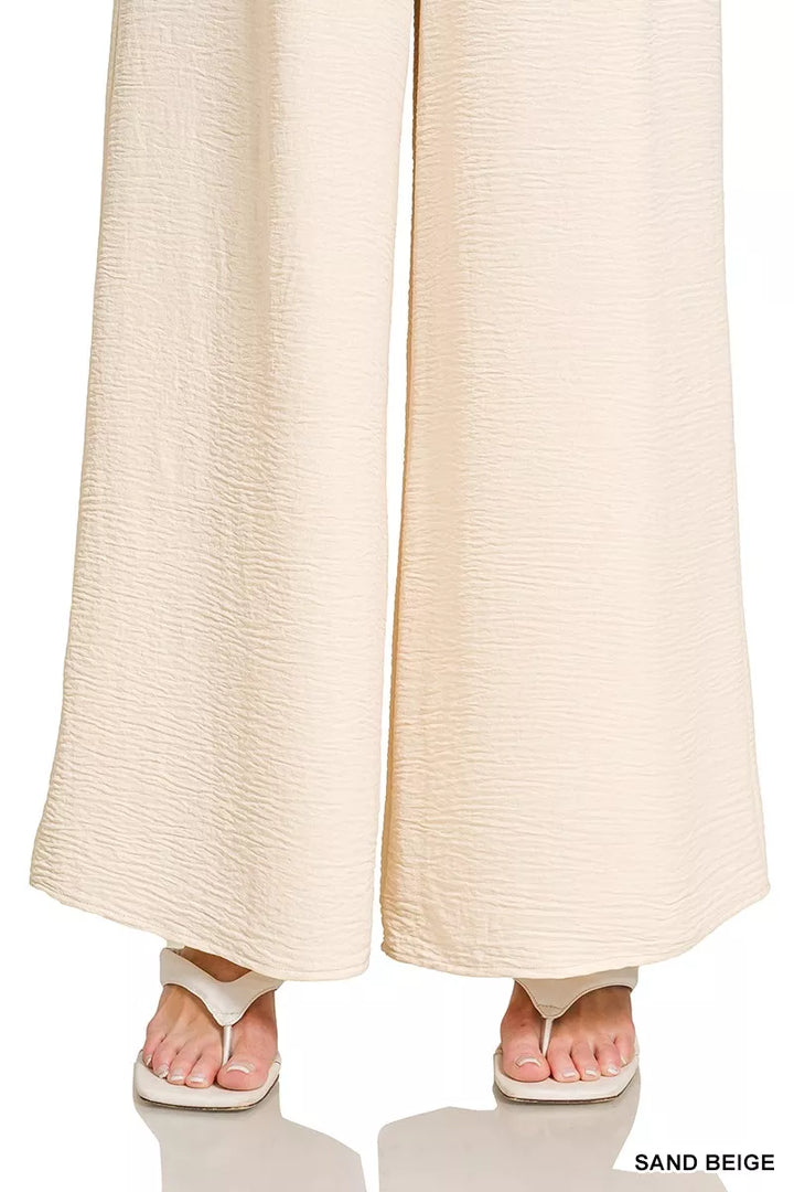 Zenana Woven Airflow Elastic Waistband Pants 8