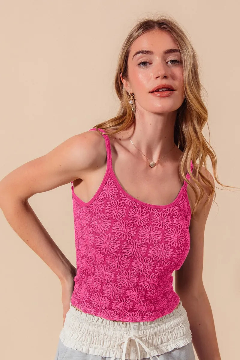 Fuchsia So Me Two Tone Floral Seamless Tank Top 8