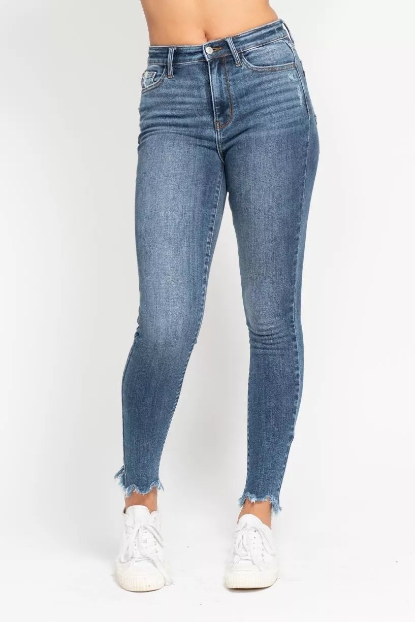 Md Judy Blue High Waist Skinny Jeans With Destroy Shark Bit Hem