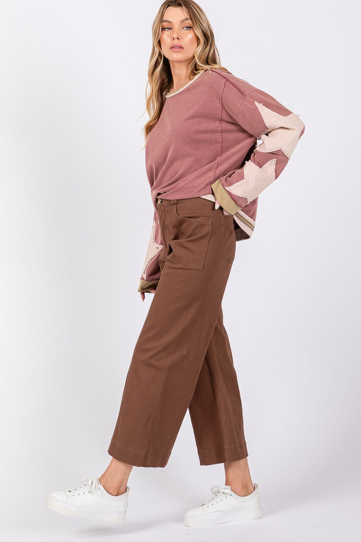 Sage Fig Wide Leg Cropped Pants