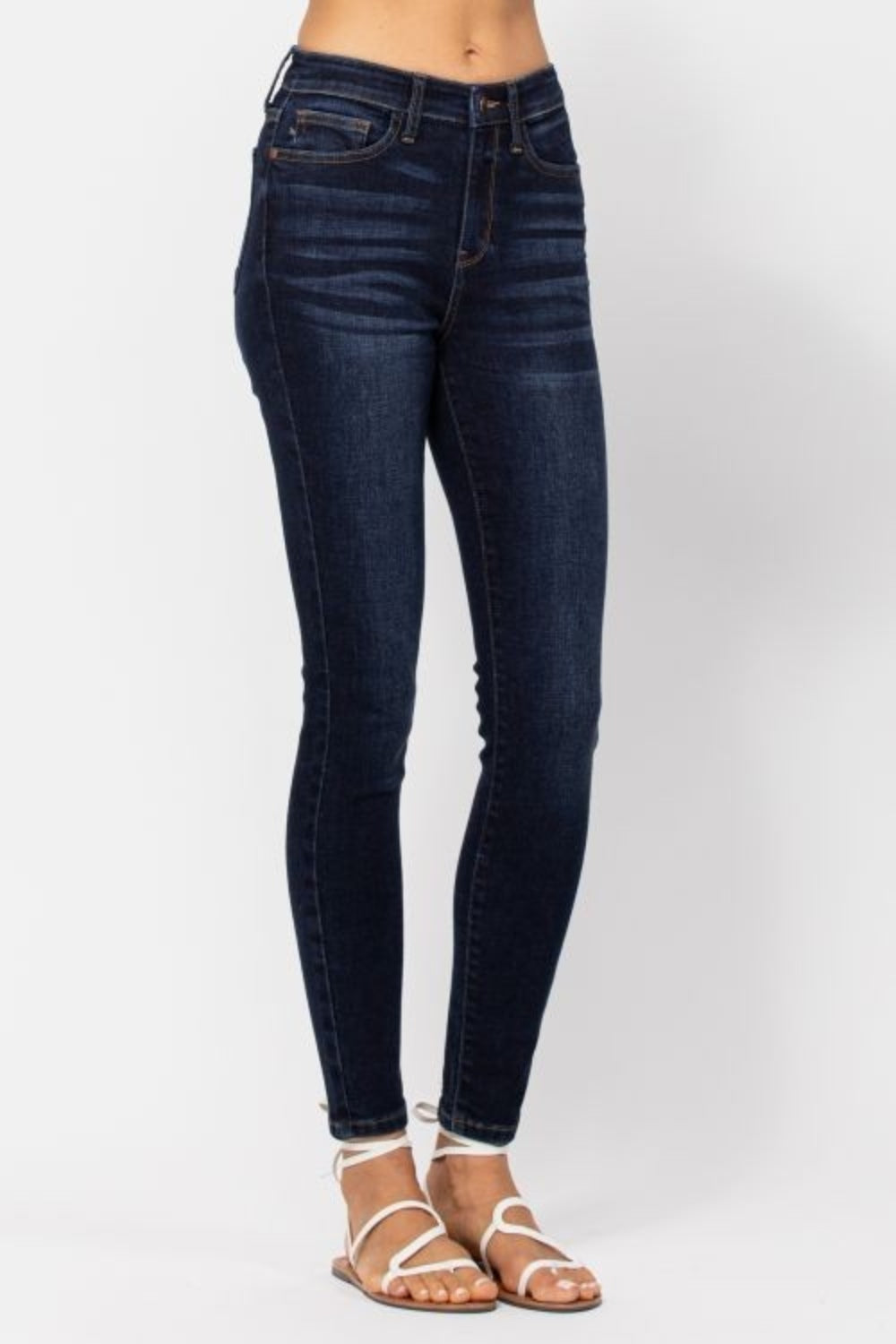 Dark Judy Blue Full Size High Waist Handsand Skinny Jeans