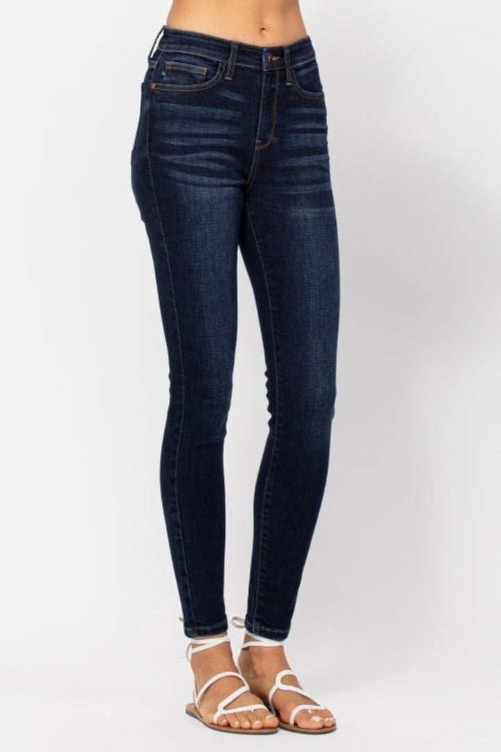 Dark Judy Blue Full Size High Waist Handsand Skinny Jeans