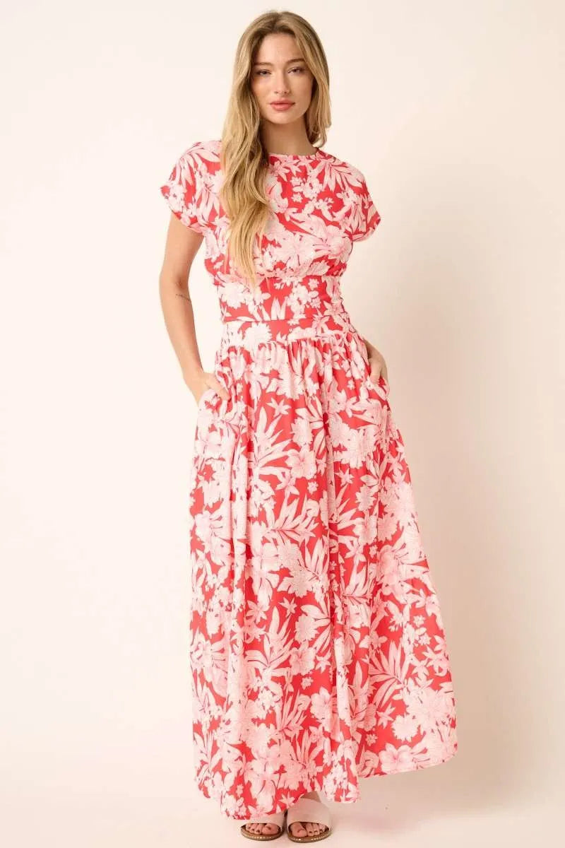 Coral Mittoshop Tropical Print Top And Skirt Set