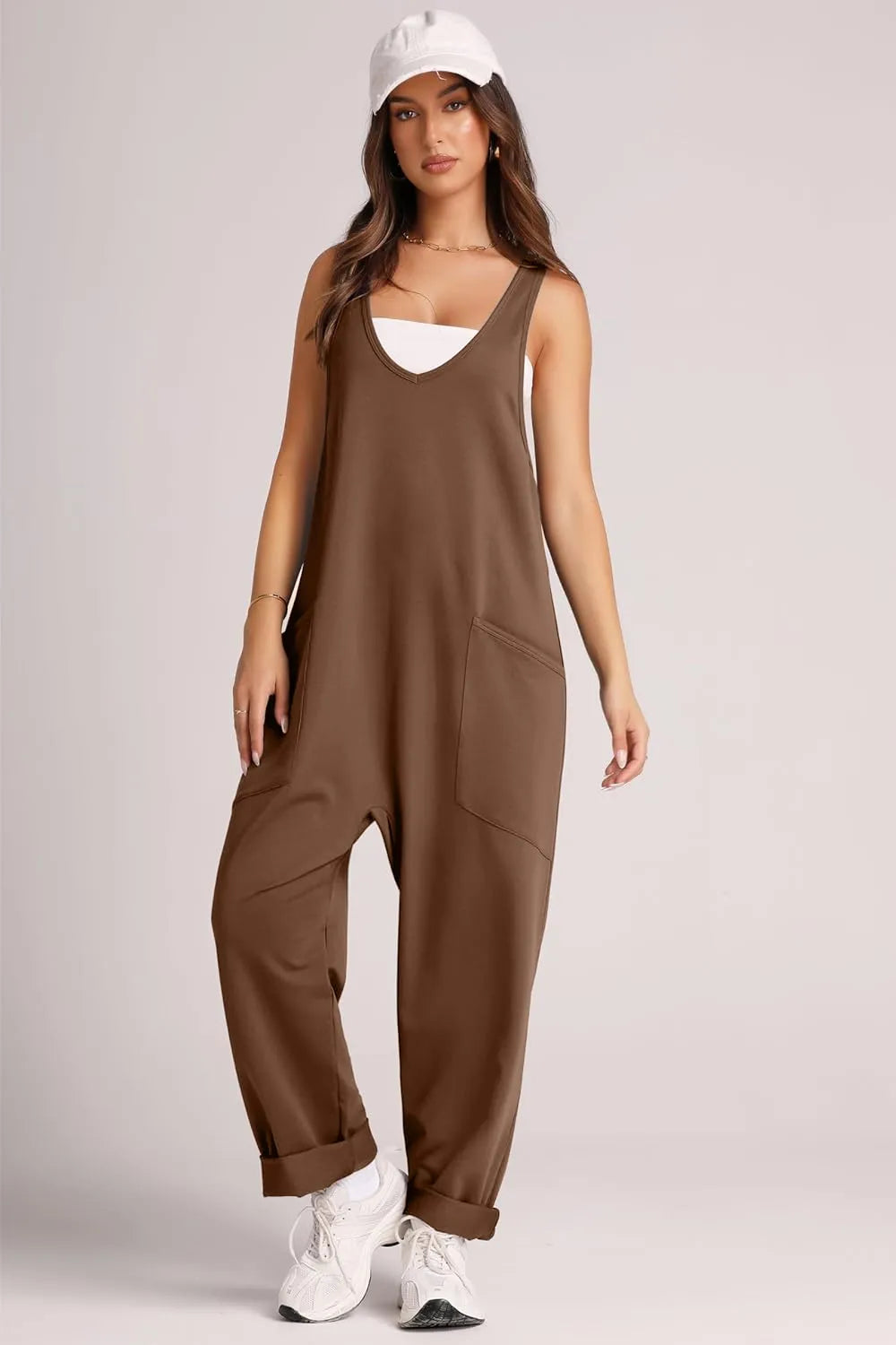 Sage Lovelet Wide Strap Jumpsuit With Pockets