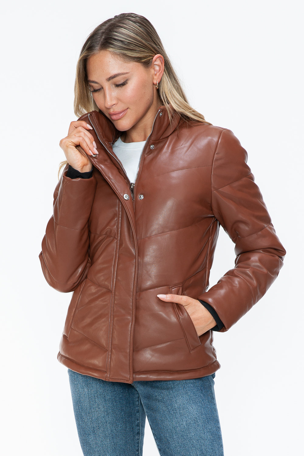 Snobbish Pocketed Zip Up Turtleneck Puffer Jacket 1