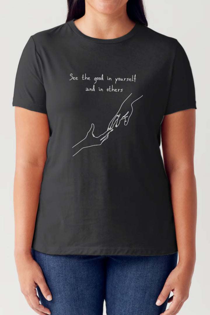 White Simply Love Full Size Slogan Graphic Short Sleeve Tubular T Shirt