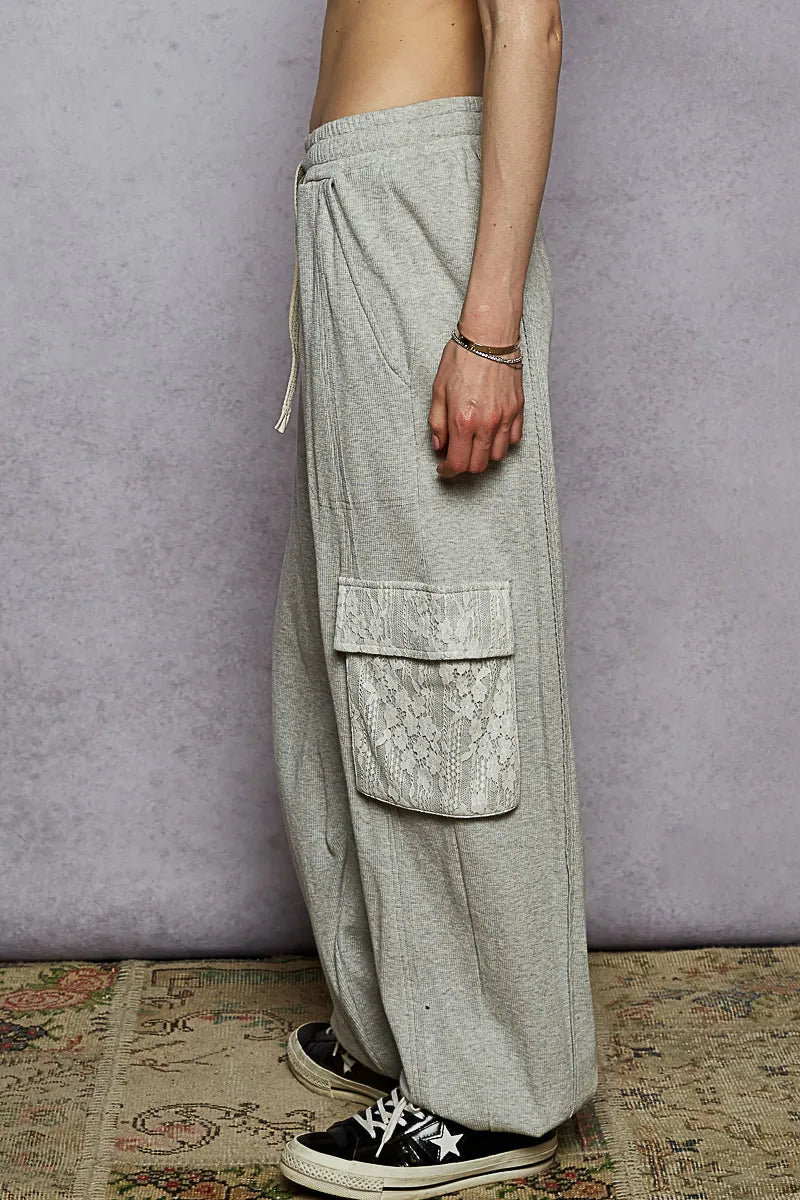 Heathergrey Pol Drawstring Lace Cargo Pocketed Joggers