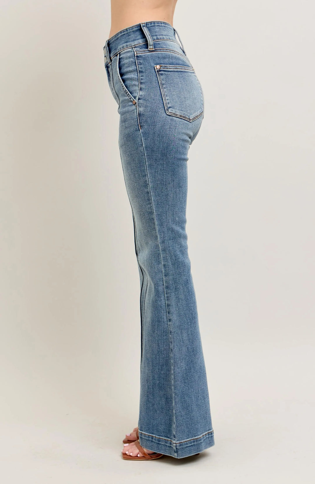 Md Judy Blue Full Size High Waist Flare Denim Jeans With Front Seam Detail Plus Size