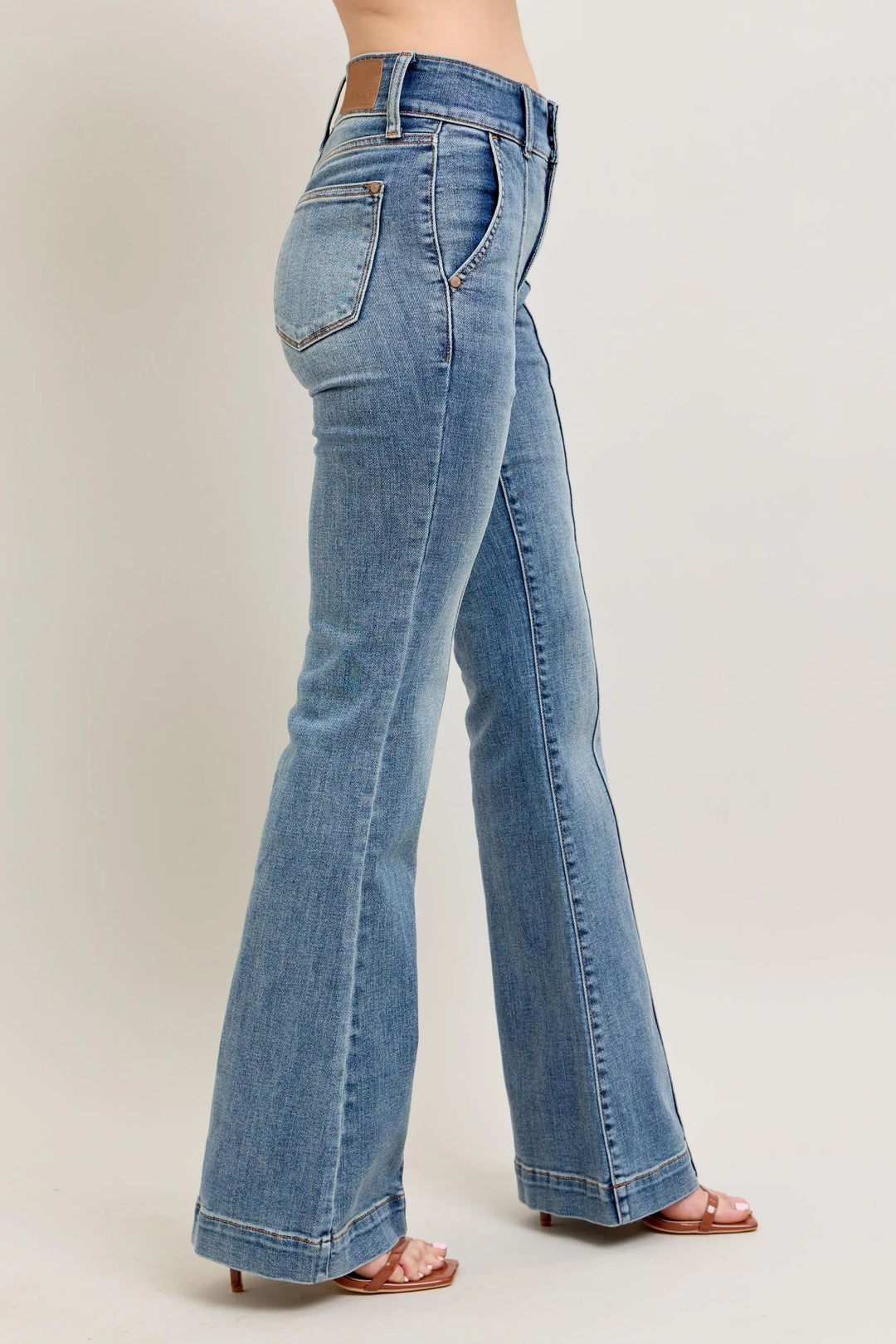 Md Judy Blue Full Size High Waist Flare Denim Jeans With Front Seam Detail Plus Size