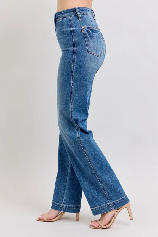 Md Judy Blue Full Size High Waist Contrast Thread Straight Plus Size
