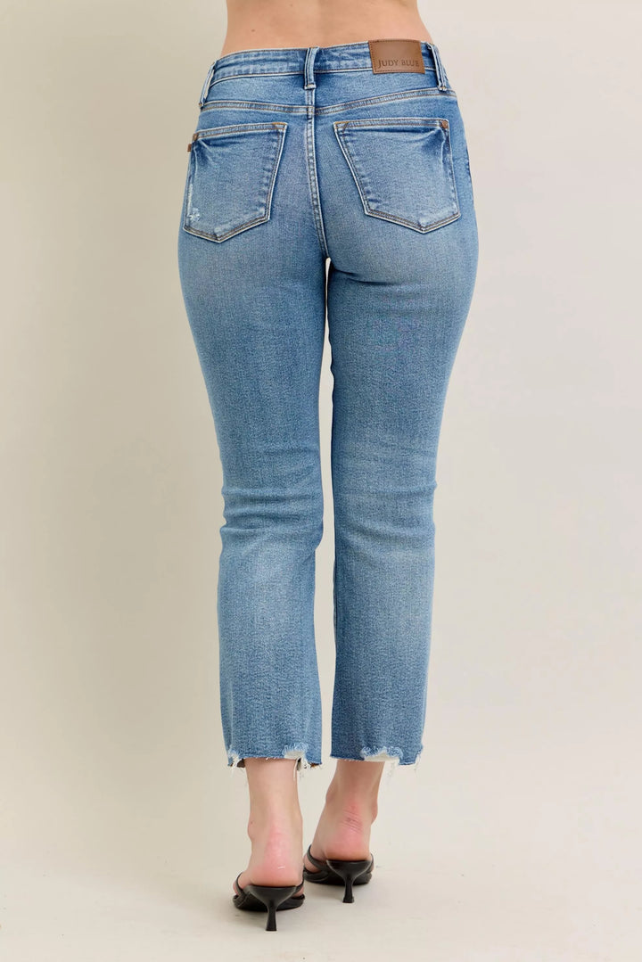 Md Judy Blue Mr Vintage Wash Destroy Hem Kick Flare Jeans