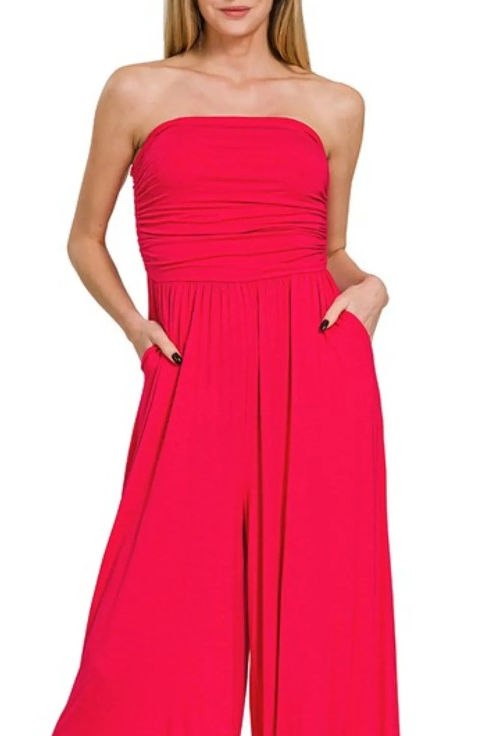 Ruby Zenana Double Layered Strapless Tube Top Jumpsuit