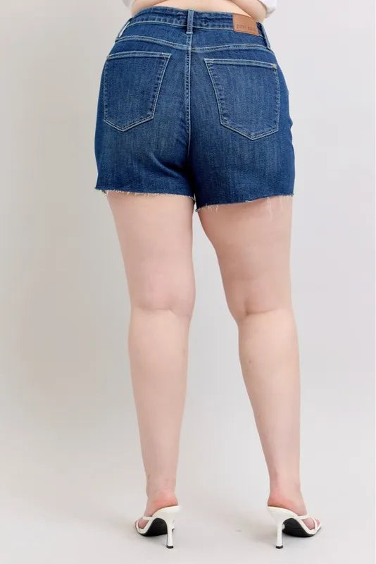 Judy Blue Plus Size High Waist Criss Cross Waistband Denim Shorts
