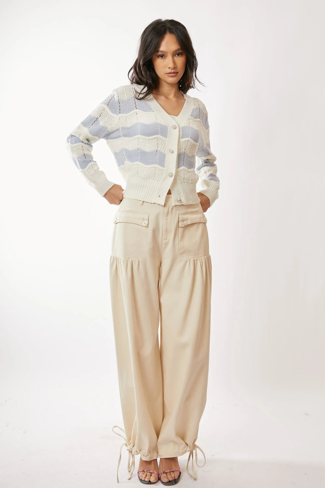 Davi Dani Button Up Front V Neckline Cardigan Sweater