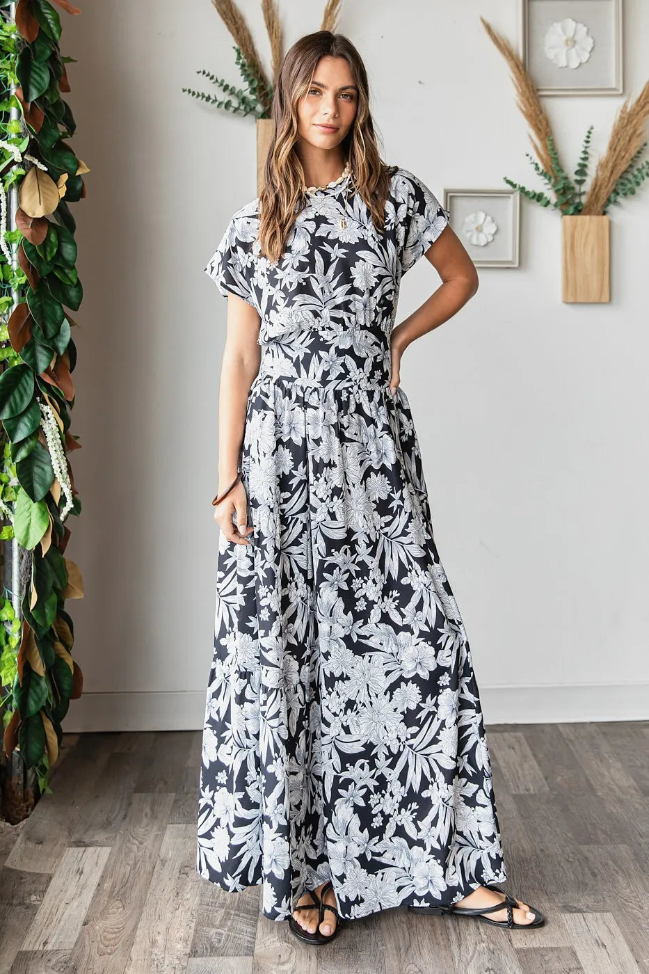 Black Mittoshop Tropical Print Top And Skirt Set 1
