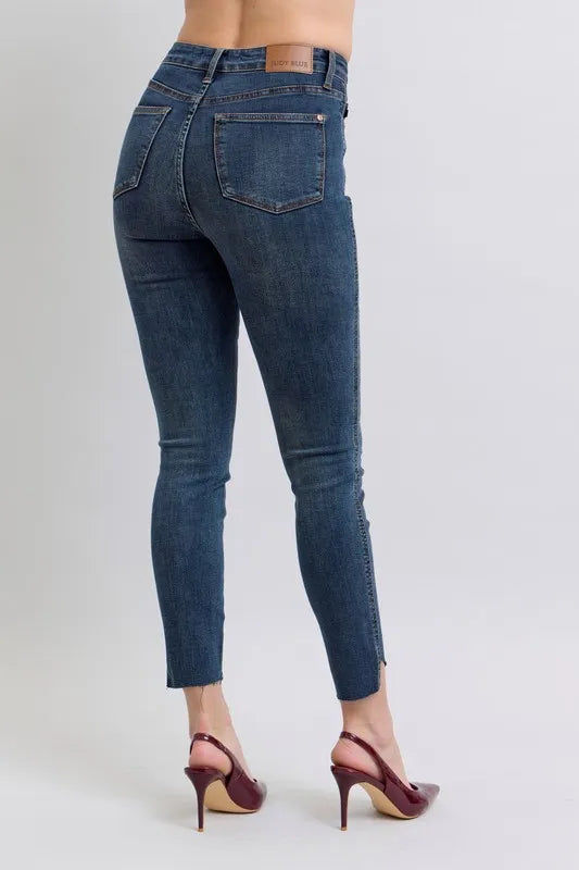 Dk Judy Blue Full Size High Waist Tummy Control Step Hem Skinny Jeans Plus Size