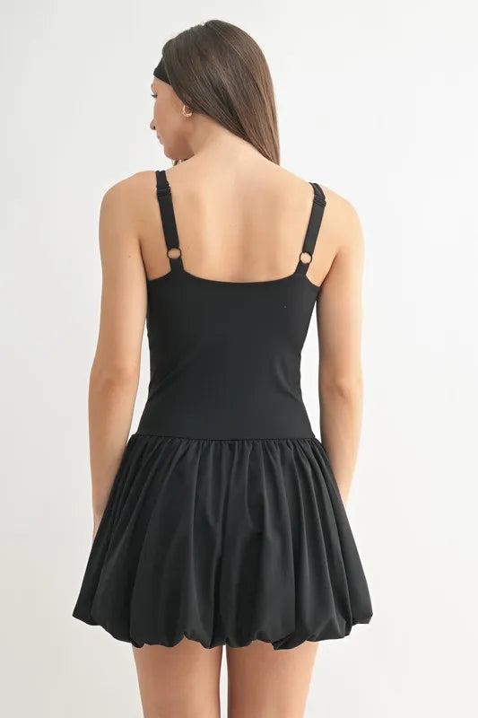 Black Mono B Bubble Active Mini Dress