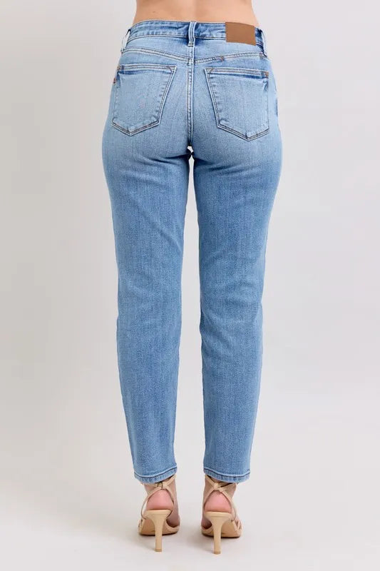 Md Judy Blue Full Size Mid Rise Vintage Wash Slim Jeans With Cell Phone Pocket Plus Size