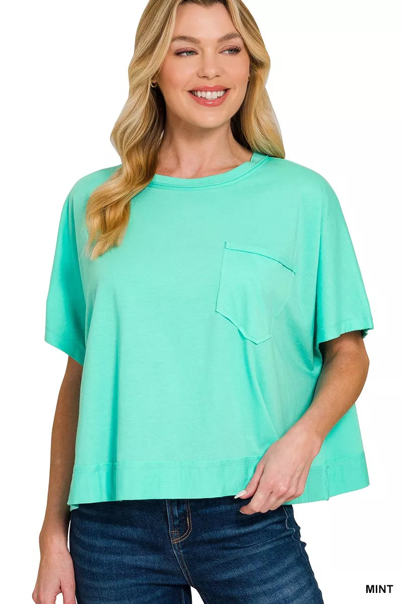 Mint Zenana Exposed Seam Boxy Top 2