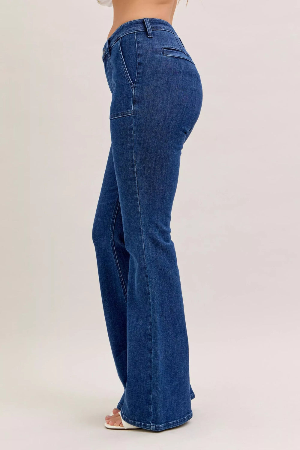 Dk Judy Blue High Waist Flare Jeans With Front Patch Pockets