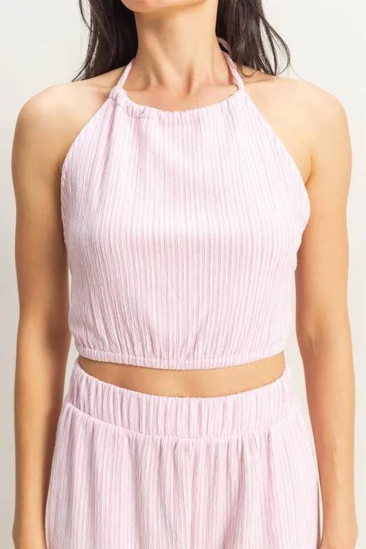 Hyfve Striped Halter Neck Top And Pants Set 1